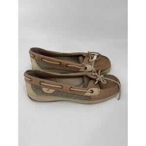 Sperry Angelfish Boat Shoes Womens 7.5 Brown Beige Leather Lace Up Top-Siders